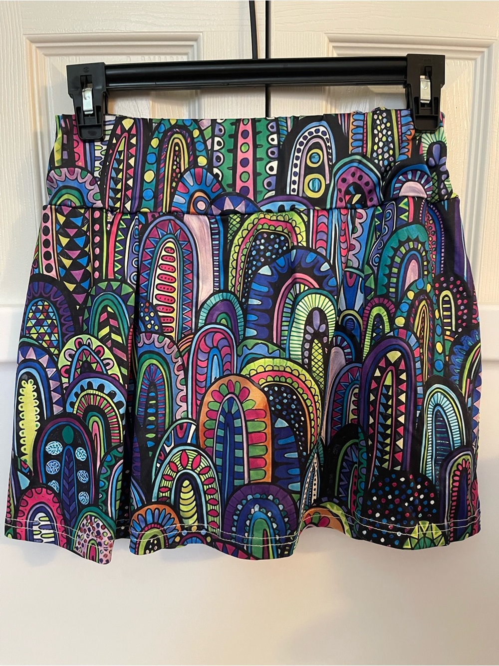 Pickleball skort. Vibrant Multicolor Patterned A-Line Skirt - Women's